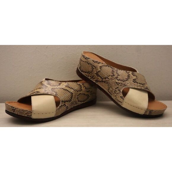 Sheridan Mia WMN Sz 41M US 10M Beige Combo Snake Print Kokos Leather Sandals - Picture 2 of 14